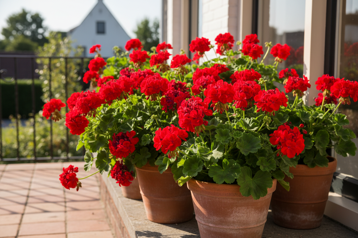 Per 5 stuks Geraniums (zonale) Dark Red potmaat 11cm